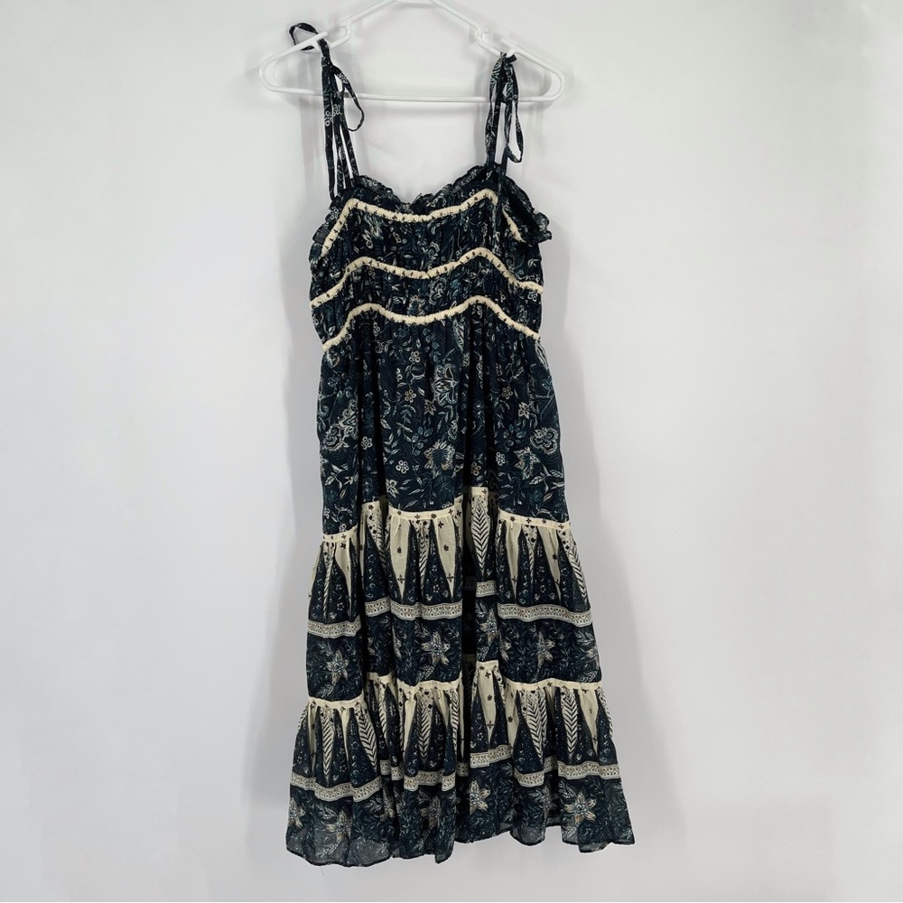Christian Lacroix Cotton Spaghetti Strap Tiered Floral Midi Dress - Picture 2 of 7